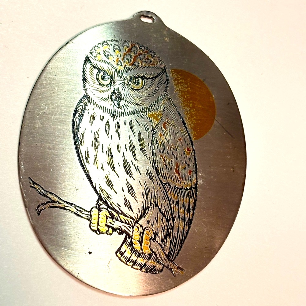 Reed & Barton Silver and Gold tone Owl pendant